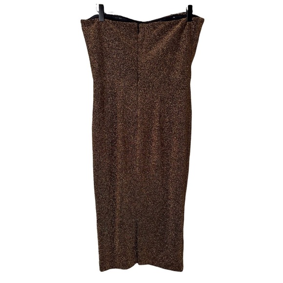 Dress The Population Claire Strapless Dress Bronze Shimmer Size Medium Bodycon - Picture 4 of 9